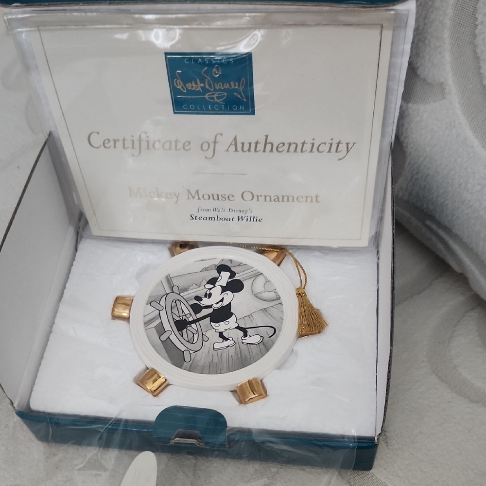 Disney Steamboat Willie Commemorative Plaque - White and Gold